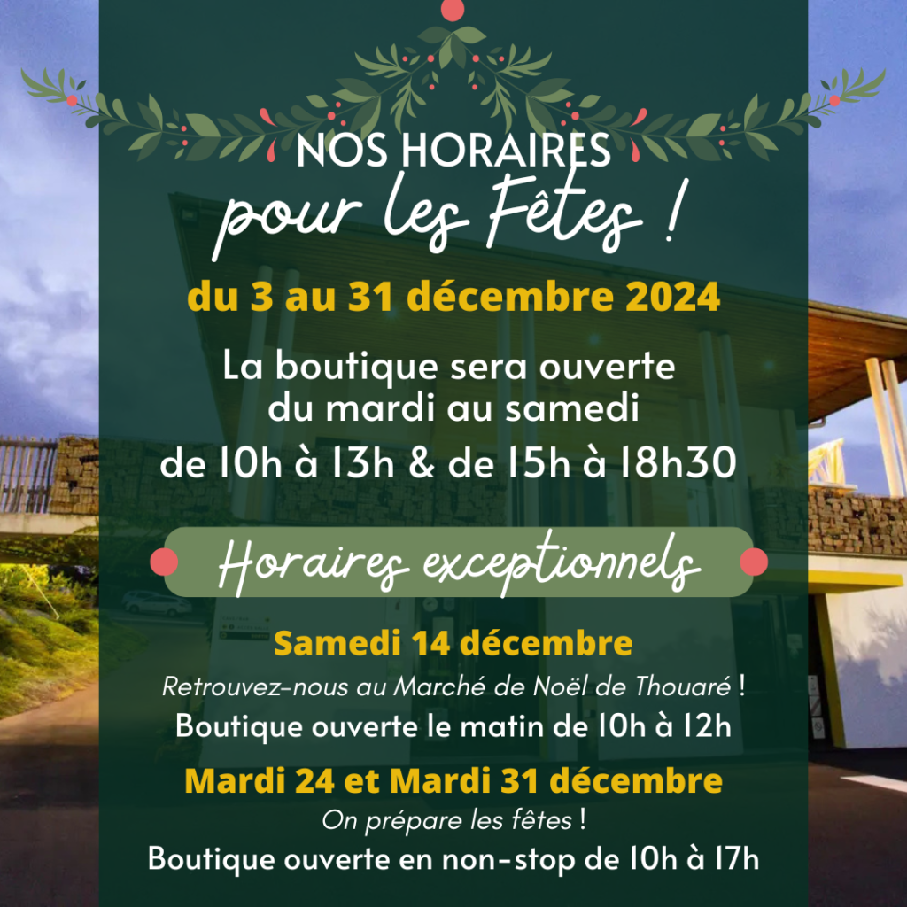 horaires boutique mois de décembre